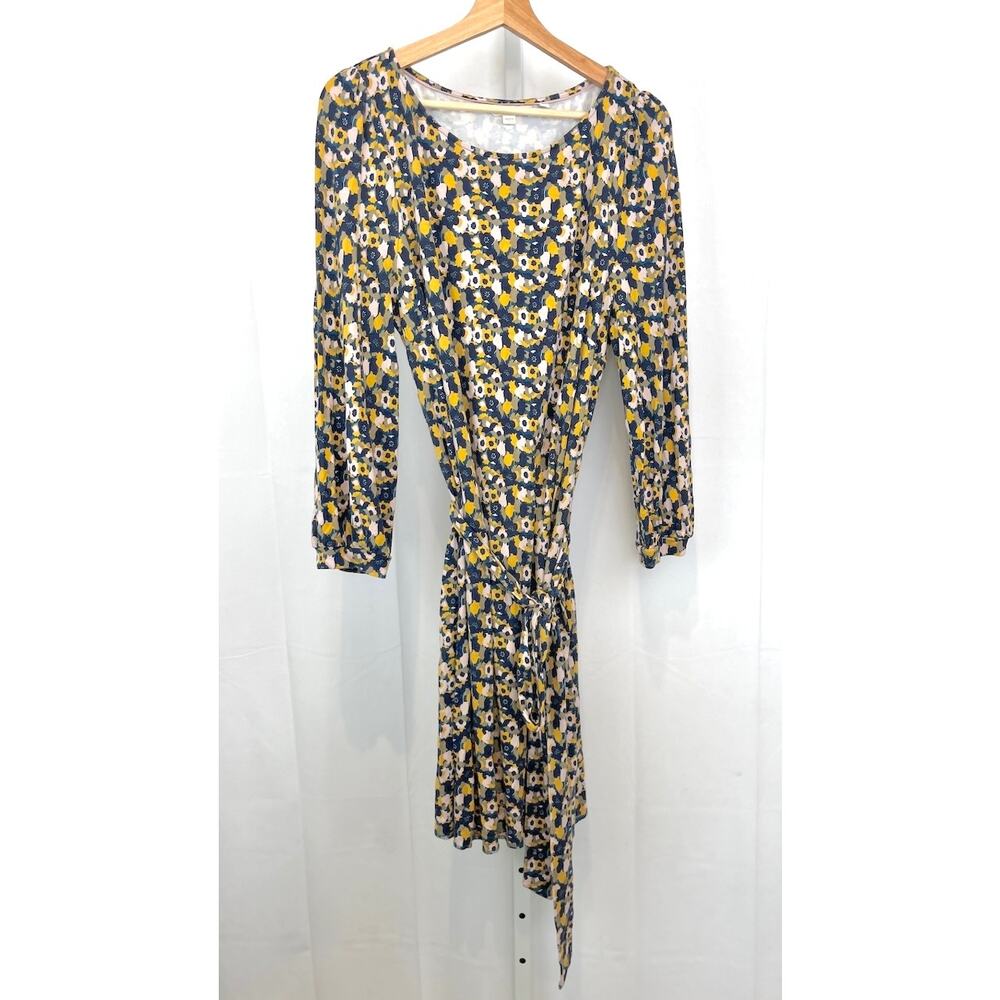 BODEN Tie Detail Jersey Shift Dress D0310 Floral Blue Green Pink UK 18 US 14